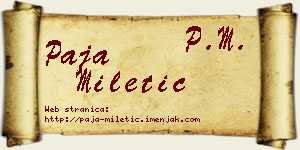 Paja Miletić vizit kartica